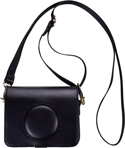Rieibi Mini EVO Case - Retro PU Leather Protective Case for Fujifilm Instax Mini EVO Instant Camera - Black with