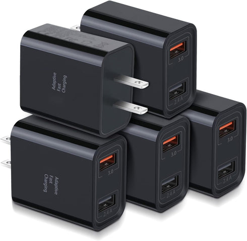 Quick Fast Charge 3.0 USB Wall Charger - Costyle 5 Pack 30W Dual USB Power Adapter for iPhone 11 XS XR, Galaxy S10 S9,