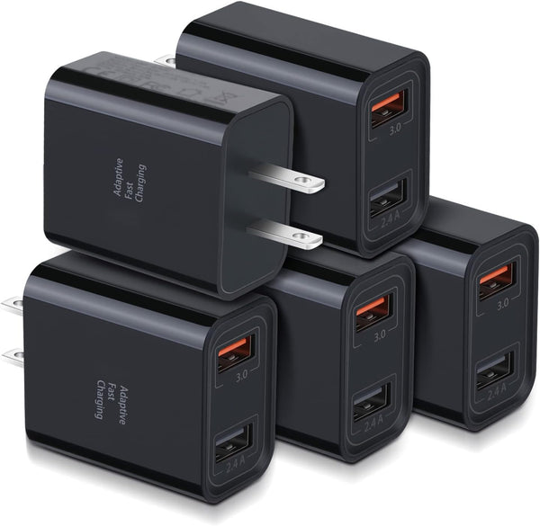 Quick Fast Charge 3.0 USB Wall Charger - Costyle 5 Pack 30W Dual USB Power Adapter for iPhone 11 XS XR, Galaxy S10 S9,