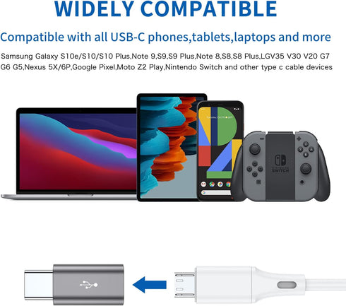 QianLink Micro USB to USB C Adapter, 8-Pack Aluminum Type C Connector Compatible with Samsung Galaxy S10 S9 S8 Plus