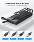 VRURC Portable Charger 10000mAh with Built-in Cables, Slim USB C Power Bank, 5 Output 2 Input, Compatible with iPhone,