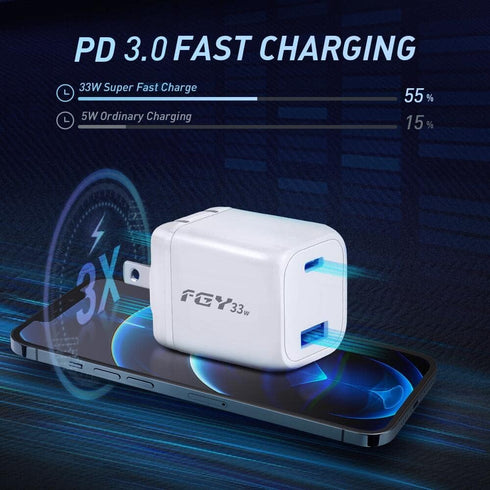USB C Wall Charger, 30W GaN II Fast Charger Dual Port Block for iPhone 14/13/12/11/Pro Max, Samsung Galaxy S22