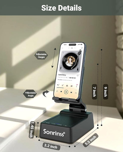Wireless Bluetooth Speakers with Phone Stand: Portable Cell Phone Holder with Bluetooth Speaker for Home, Office,