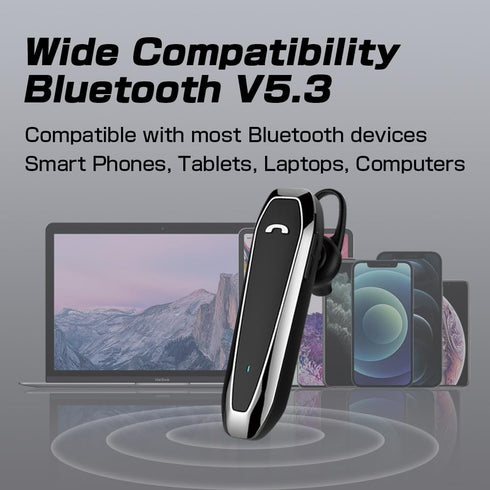 Sungive Headset, V5.3 33 Headset Bluetooth Wireless Handsfree Earpiece with Noise Cancelling Mic, Hours Talking Time