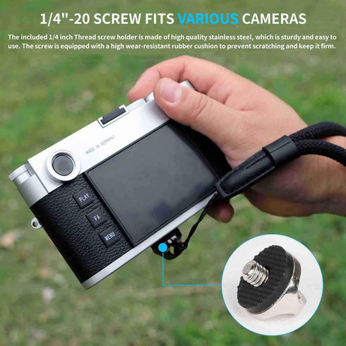Camera Wrist Hand Strap Soft Cotton Lanyard String Rope compatible for Sony A6700 A6600 A6500 A6400 A6300 A6100 A6000 Small Light Mirrorless Cameras Cellphone Action Camera Insta360 - Black