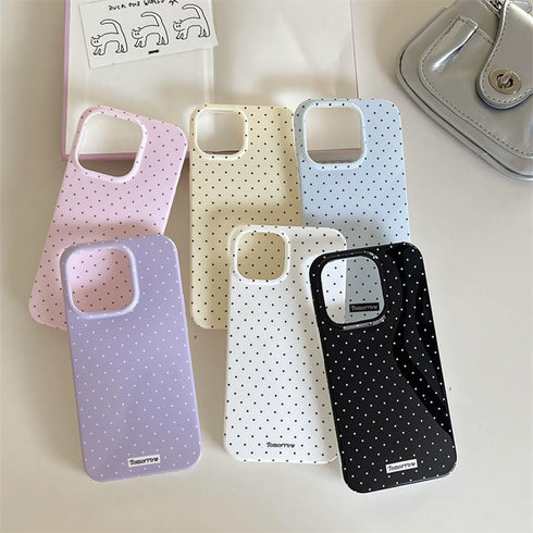 inewateri 13/iPhone 14 13/14-White Compatible with iPhone Case with Cute Fashion Polka Dot Aesthetics Design Simple
