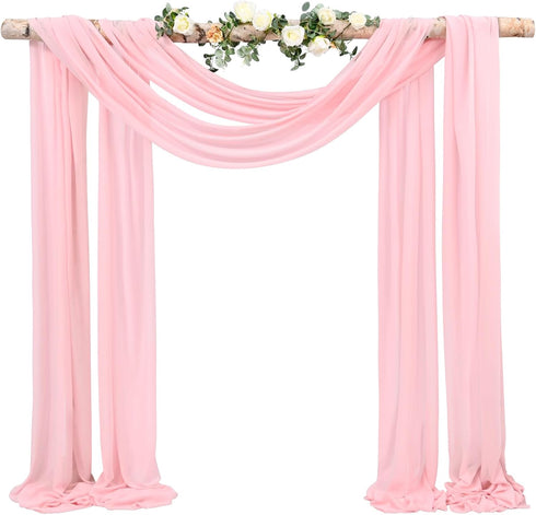 Wedding Arch Draping Fabric, 1 Panel 28"x20ft Pink Chiffon Drapes for Ceremony Decorations
