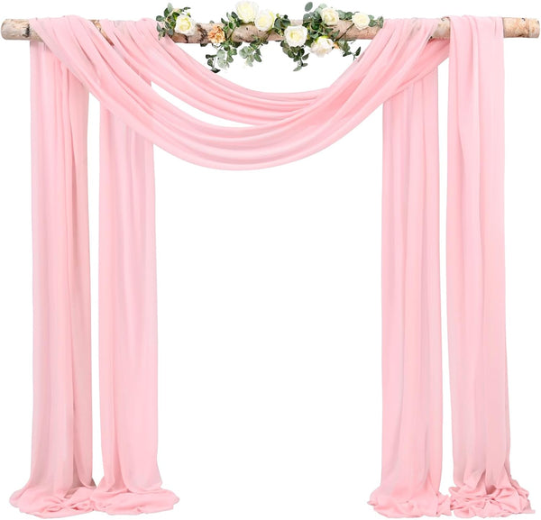 Wedding Arch Draping Fabric, 1 Panel 28"x20ft Pink Chiffon Drapes for Ceremony Decorations