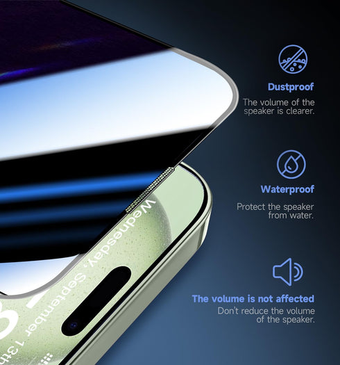 MAGIC JOHN Privacy Glass Screen Protector for iPhone 15 Plus 6.7" - 2 Pack, Easy Bubble-Free Installation, Auto