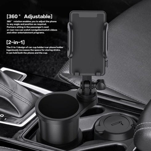 Car Cup Holder Phone Mount, Universal Auto Cell Phone Stand with Drink Expand Cup Holder,2 in 1 Multifunctional Car Cup Holder Expander with 360° Rotation Phone Mount by Reswish