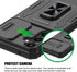 for Samsung Galaxy S23 FE Case, Shockproof Phone Case & Sliding Camera Cover & Ring Holder Kickstand with Screen