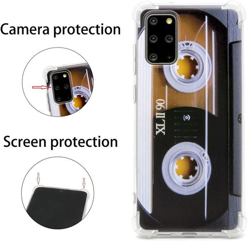 FAteam Case for Galaxy S20 Plus, Retro Music Cassette Tape Design, Reinforced Corners, TPU Soft Bumper