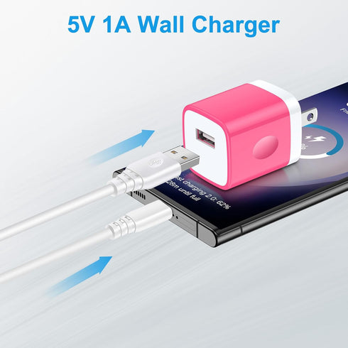 USB Wall Charger Block,2 Pack USB Power Adapter Charging Box for iPhone 15 Pro/14 Pro Max/13/12/11/SE/XS/XR/X/8Plus,Samsung Galaxy S24/S23 FE/S22/S21/S10/Note 20,A15,A55,Pixel 8a/8/7,Moto