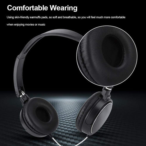 Portable Folding Headset, Wired Stereo Bass Over-Ear Headphones, Noise Cancelling, HiFi Music, Support TF Card