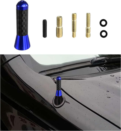 Dickno Car Short Antenna, 1.37'' Aluminum Radio Antenna Mast Replacement, Carbon Fiber Auto