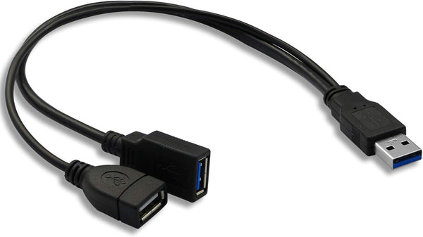 GINTOOYUN USB 3.0 Splitter Cable, USB Type A 3.0 Male to 3.0 Female and 2.0 Female Y Extension for PC, Laptop, 30cm