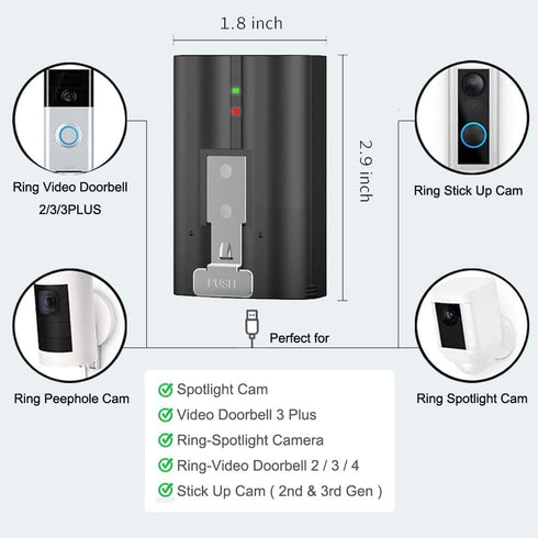 Replacement Battery with Charger Station for Ring-Doorbell Camera 1 and 2, Spotlight Camera, Rechargeable Lithium