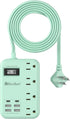 Beeiker 6 USB Green Travel Power Strip- 5Ft Green Extension Cord with 4.8A