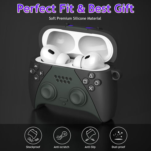 KOREDA Silicone Protective Case for AirPods Pro 2nd/1st Generation with Cleaner Kit, Cute Game Player Design &
