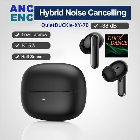 Active Noise Cancelling Earbuds, Bluetooth with Qi Wireless Charge, ANC + ENC with Mics and Travel Pouch