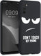 kwmobile TPU Silicone Case Compatible with Samsung Galaxy A03s, Soft Cover - Don't Touch My Phone (White/Black)