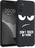 kwmobile TPU Silicone Case Compatible with Samsung Galaxy A03s, Soft Cover - Don't Touch My Phone (White/Black)