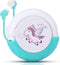 QearFun Unicorn Earbuds for Kids - Kawakii Wired In-Ear Headphones with Microphone & Cute Storage Case (Sky Blue)