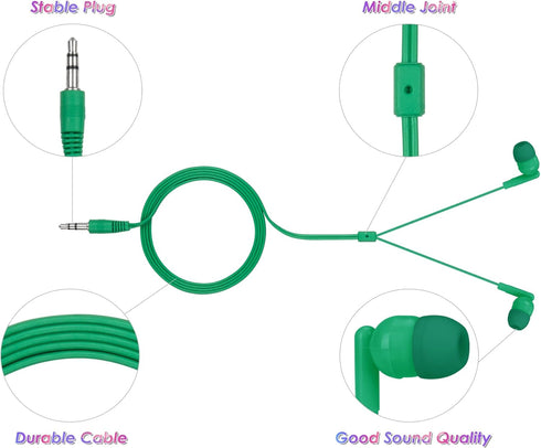 30 Packs Earbuds Bulk Headphones Individually Wrapped for Classrooms, Student Earphones in 7 Colors for School