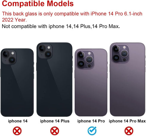 OEM Rear Back Glass Replacement for iPhone 14 Pro 6.1 inches with Repairing Tool Kit (Deep Purple)