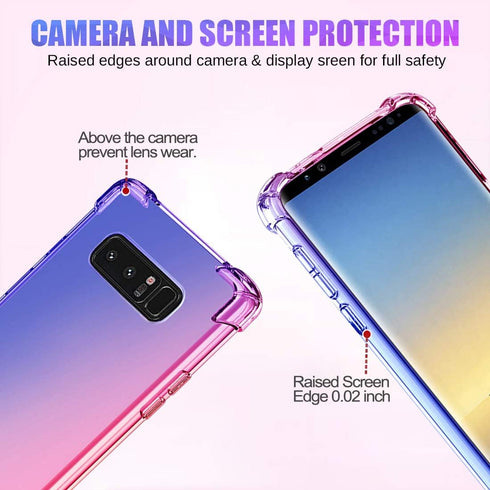 Case for Samsung Note 8 - Cute Gradient Slim Anti Scratch Soft Clear TPU Cover, Shockproof, Blue/Pink