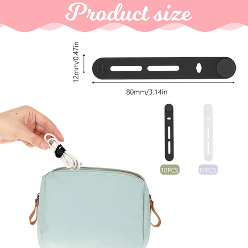 Molain 20Pcs Reusable Cable Ties, Adjustable Silicone Multifunctional Straps for Wire Organizer, Travel Accessories