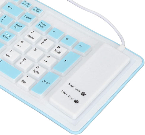 103 Keys Foldable Silicone Keyboard, Wired USB Waterproof Rollup Keyboard for PC Laptops (Blue)