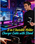 HAFRILY 2-in-1 240W (1pc, Invisible Holder Charger Cable, Stand Data Cable, Sideways Phone Charger, Invisible Holder