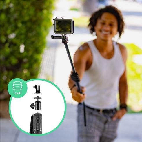 JOBY Compact Monopod 2-in-1, Camera/Action Cam with Ball Head, Universal ¼-20” Mount Compatible with GoPro, DSLR
