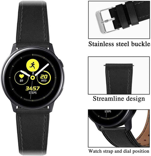 Leather Bands for Samsung Galaxy Watch 7 FE 6 5 4, 40mm 44mm, Comfortable Replacement Strap, 20mm Wristband