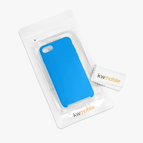kwmobile TPU Silicone Phone Cover Case - Radiant Blue, Compatible with Apple iPhone SE (2022/2020), iPhone 8/7