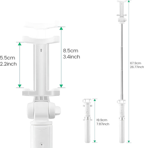 Selfie Stick Tripod with Wireless Remote - Extendable Adjustable Stand for Apple iPhone, Samsung Galaxy