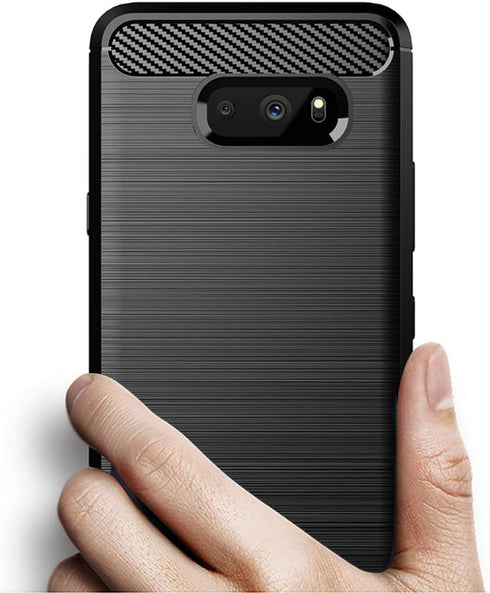 Osophter Shock-Absorption Flexible TPU Rubber Case for LG G8X Thinq/V50S Thinq, Full-Body Protective Cover - Black
