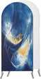 Jnbasdffb Blue Yellow Abstract Wedding Arch Cover, Stretchy Spandex Arch Backdrop Stand Covers