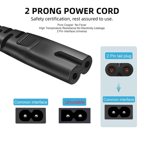 QKCOK 8FT 2 MP160 Prong Printer ac Power Cord Cable for Canon PIXMA MG/MP/MX/IP Series Printers and HP OfficeJet
