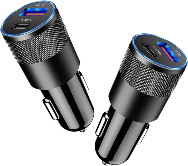 2Pack USB C Car Fast Charger, PD 38W 3.1A 2 Port Auto Quick Charger Adapter for iPhone, Samsung Galaxy