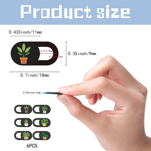 6Pcs 6 Styles Webcam Privacy Cover Cute Plant Laptop Camera Cover Ultra-Slim Phone Front Camera Blocker for Laptops