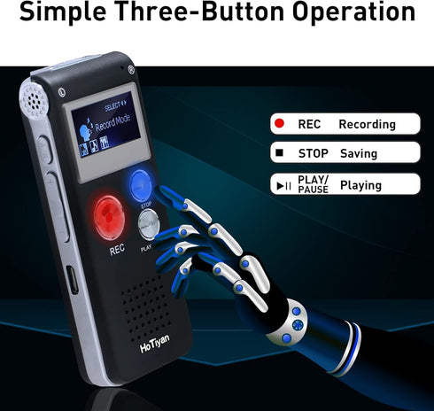 HoTiyan 64GB MP3 Digital Voice Recorder Audio Recording - Audio Recorder with Playback Voice Activated Recorder