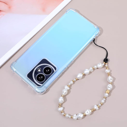 LXUEJIE 1 Pc Pearl Phone Charm, Beaded Phone Lanyard Kawaii Handmade Acrylic Wrist Strap For Phones Camera Keychain