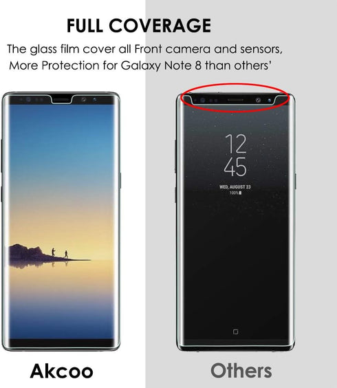 [3 Pack Galaxy Note 8 Screen Protector, Full Coverage UV Liquid Tempered Glass for Samsung Note8