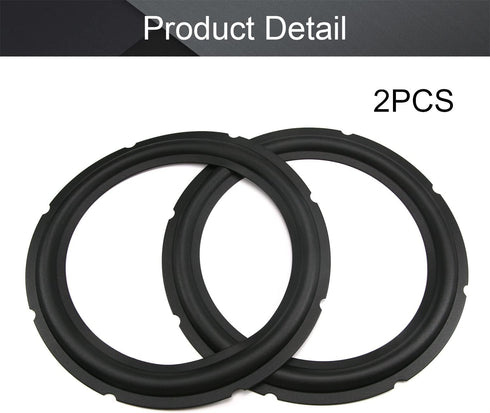 Fielect 10 Inch Black Notch Speaker Rubber Edge Surround Rings, 2pcs Replacement Parts for Speaker Repair or DIY