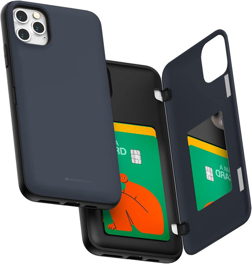 GOOSPERY Magnetic Door Bumper - Navy Compatible with iPhone 11 Pro Max Case, Card Holder Wallet