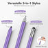MEKO 3 in 1 Stylus Pens for Touch Screens, High Sensitivity & Precision Capacitive Stylus Pencil for Apple iPad iPhone Tablets Samsung Galaxy All Universal Touchscreen Devices (2 Pack-Silver/Purple)