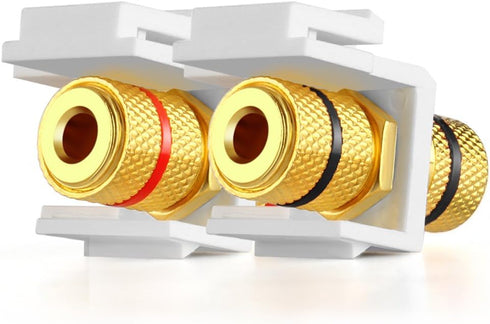 TNP Banana Jack Keystone Insert, Set of 4, Stereo Speaker Banana Connector Binding Post Snap in Adapter Socket