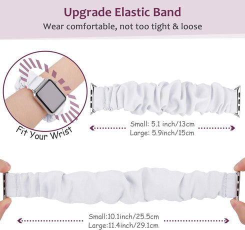 JIELIELE Scrunchie Apple Watch Band 38mm 40mm 41mm 42mm 44mm 45mm 49mm for Women, Cute Elastic Wristbands